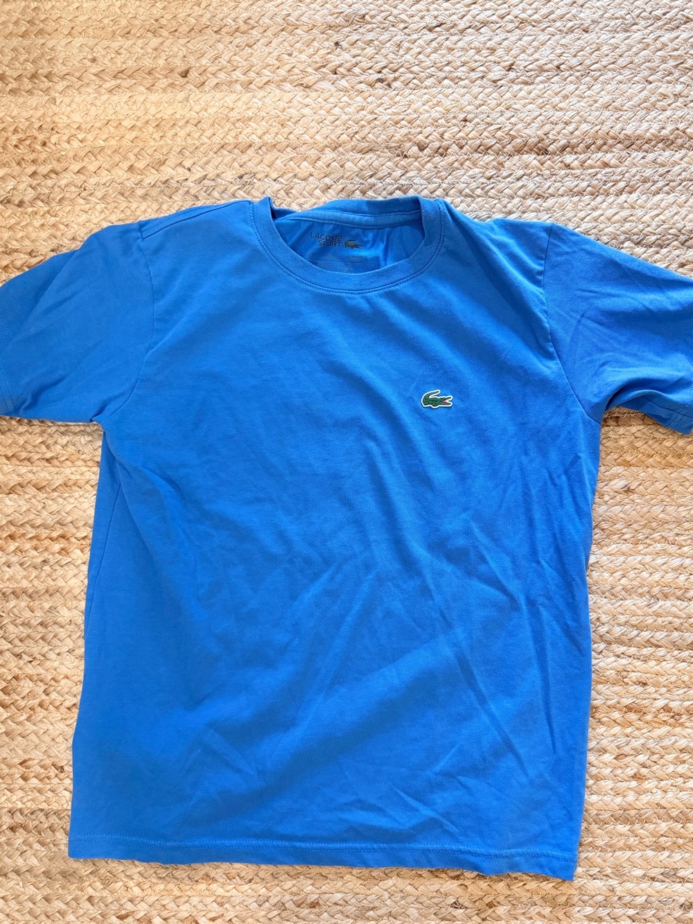 Lacoste Bright Blue Short Sleeve Tee with Green Crocodile Logo